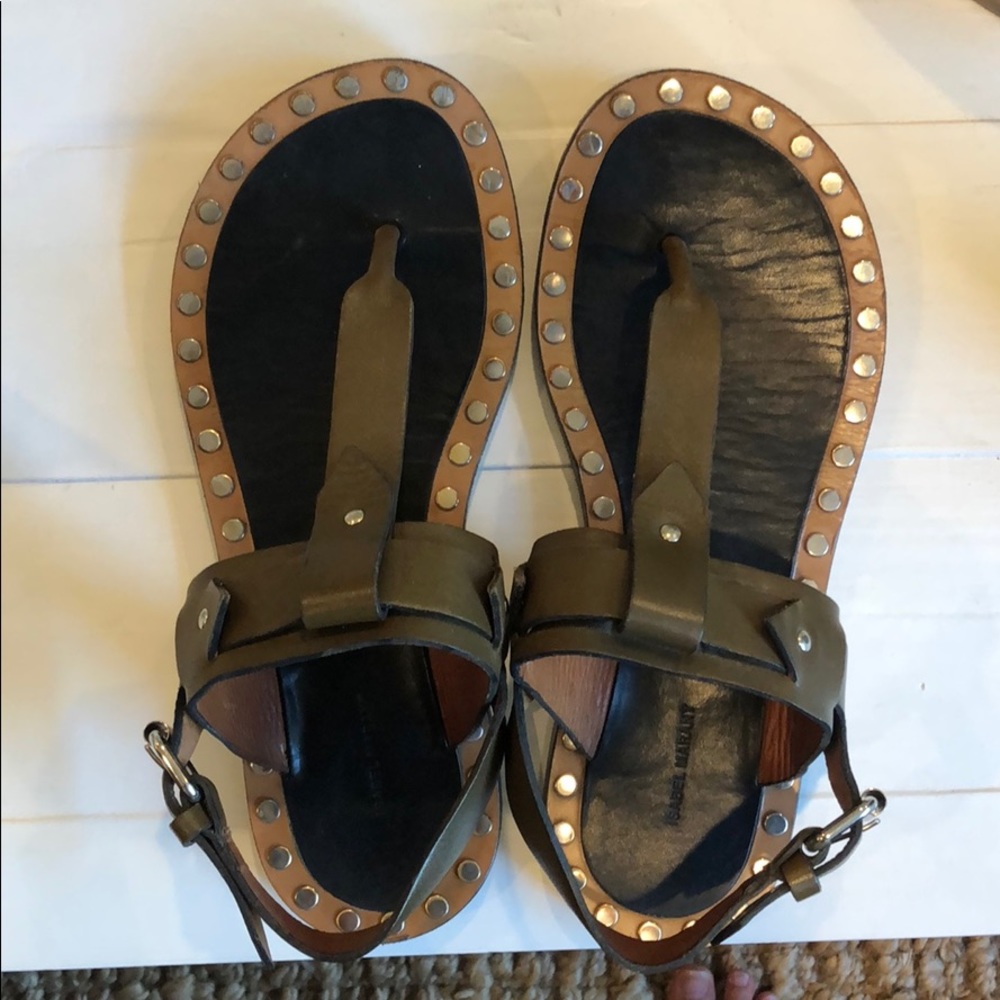 Isabel marant olive studded sandals -size 38